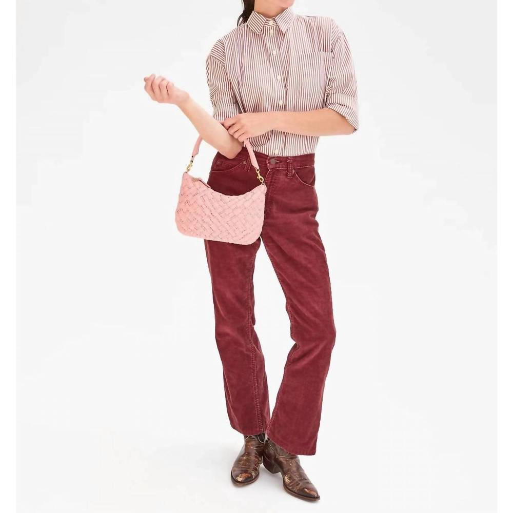 NEW CLARE V. women's petit moyen messenger bag in blush puffy woven - Picture 3 of 3